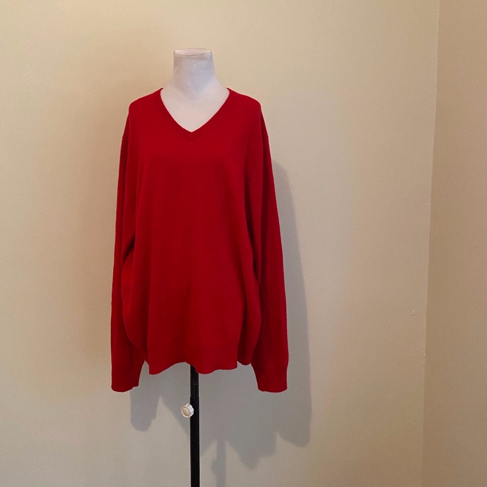 CASHMERE Men's Sweater 2XL Red V neck XXL NWT